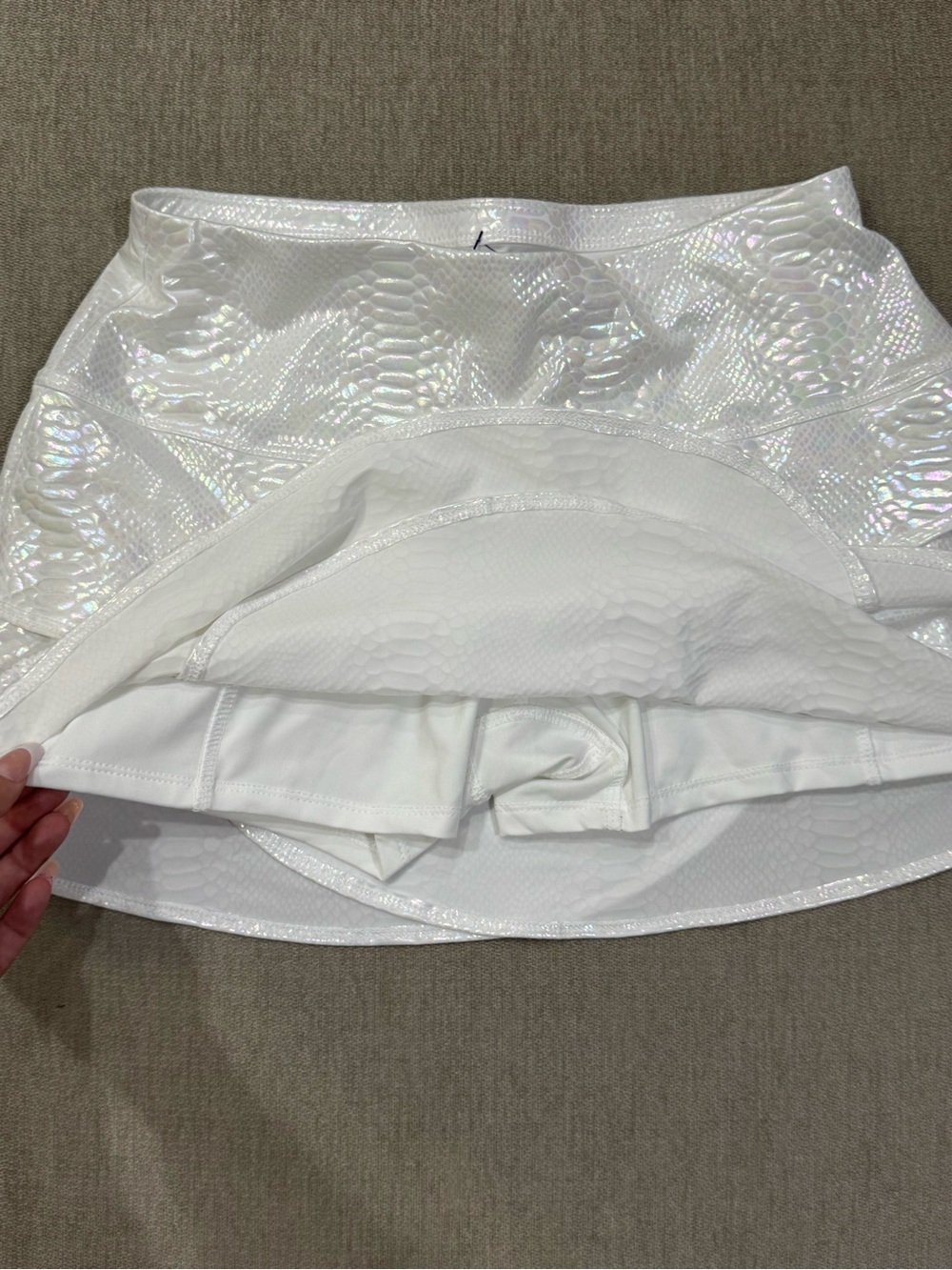 Lucky in Love Iridescent White Python Scallop Tennis Skirt/Skort - Picture 7 of 8